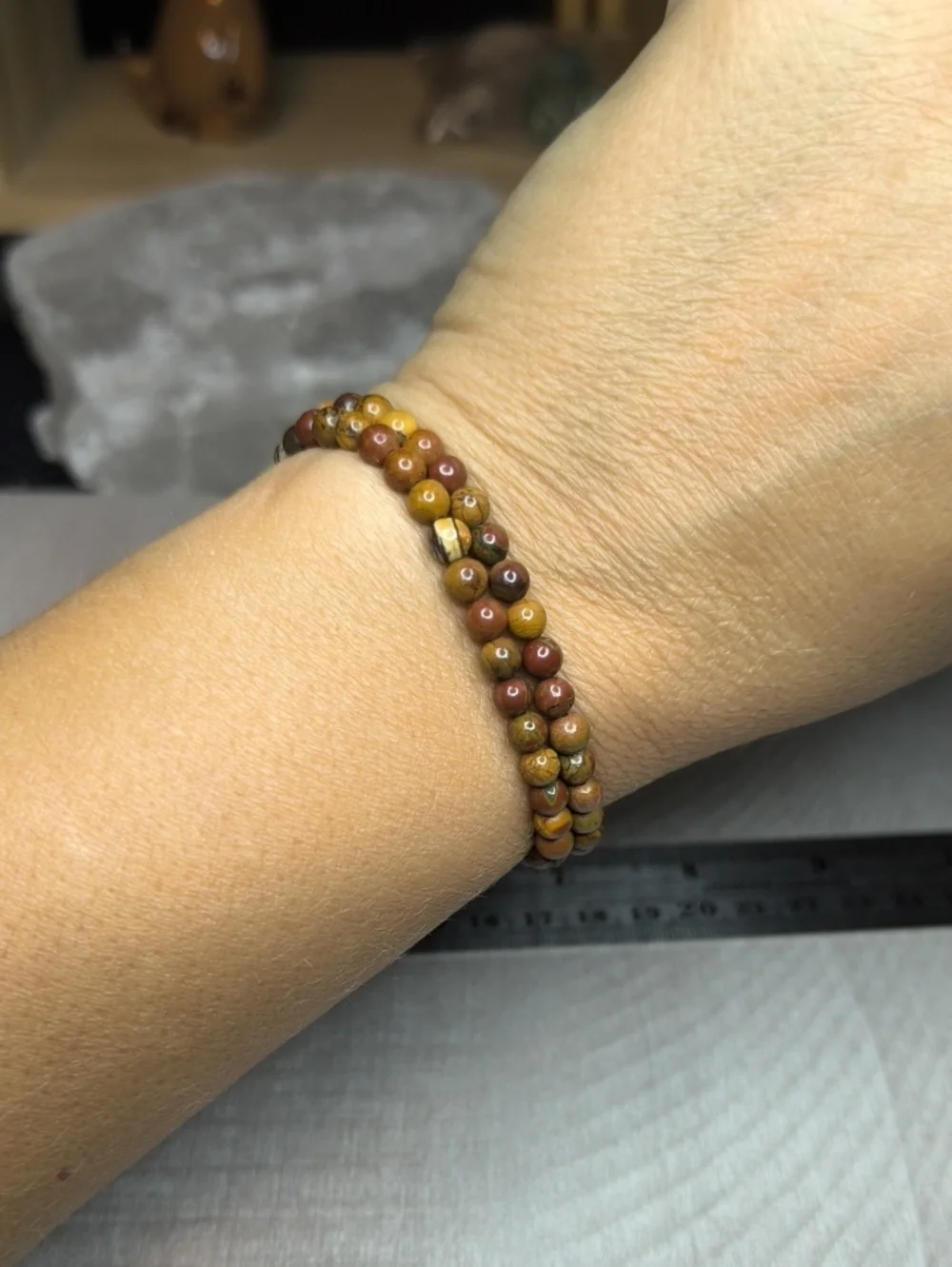 #2- 4mm Natural Red Creek Jasper Smooth Beads 14inch Strand